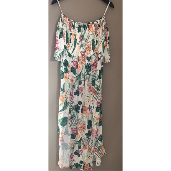 Tropical floral off shoulder maxi dress - Picture 3 of 4